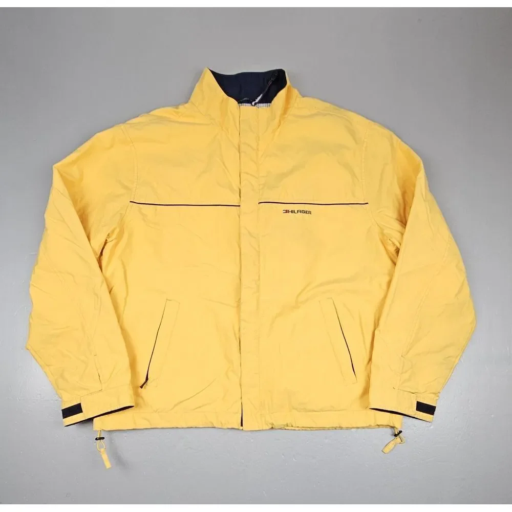 Tommy Hilfiger Jacket Mens XL. Vintage Athletic Yellow‎ Long Sleeve Full Zip.